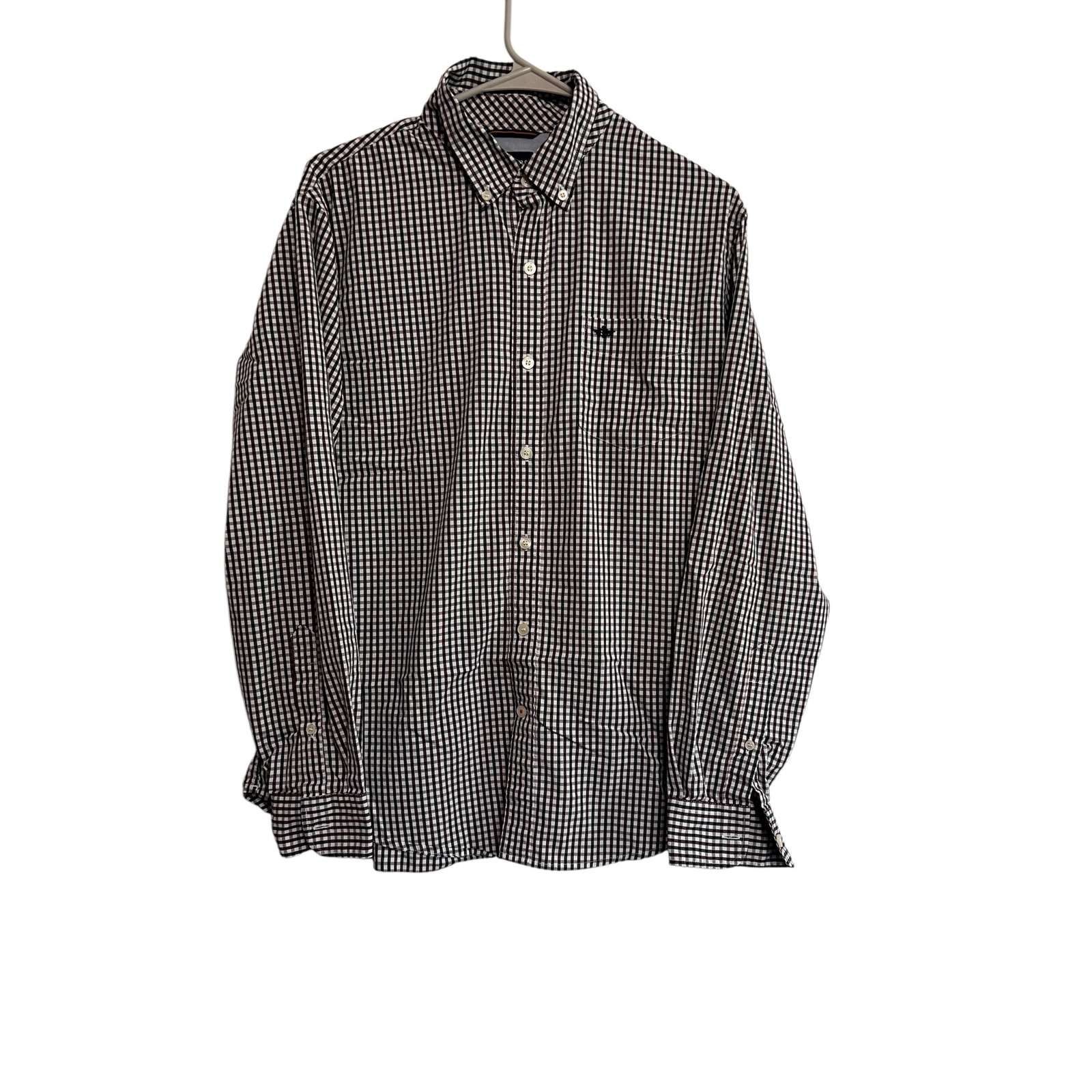 Dockers Long Sleeve Button Down Dress Shirt Mens Size Medium Black & White Check